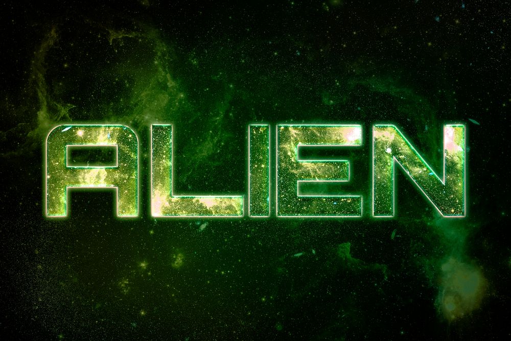 ALIEN word galaxy effect typography text