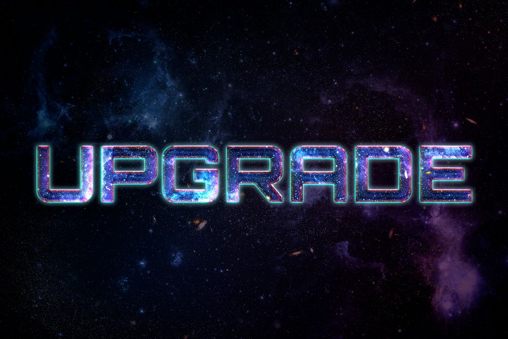 UPGRADE word typography text on galaxy background