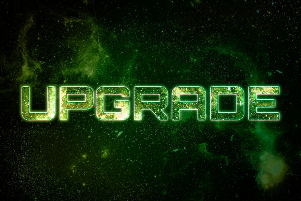 UPGRADE word galaxy effect typography text
