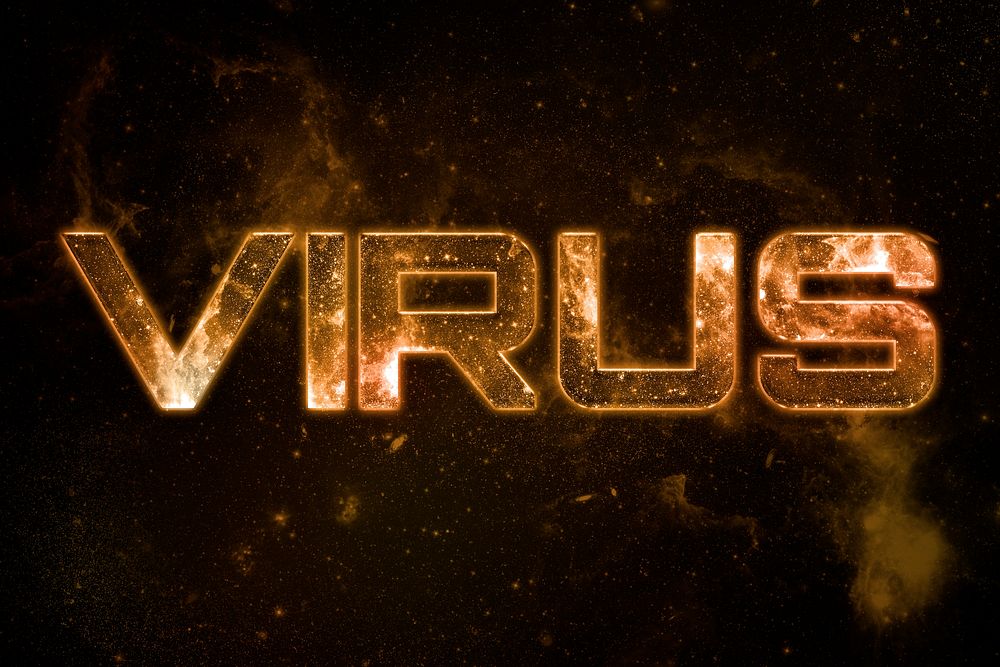 VIRUS word typography text on galaxy background