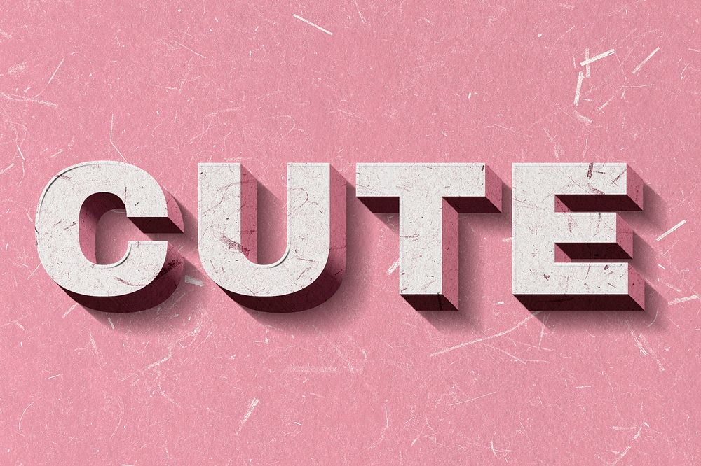 3D Cute pink word paper font typography
