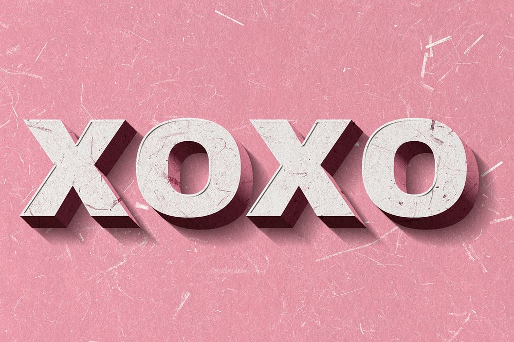 3D Xoxo pink word paper font typography