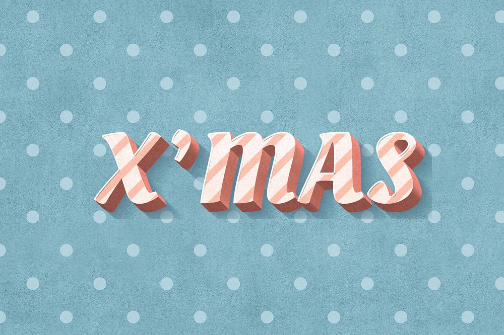 X'mas word candy cane typography