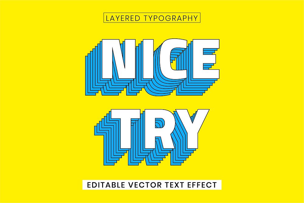 Retro layered word editable vector text effect template