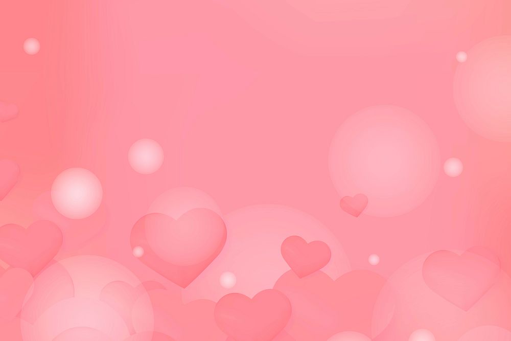 Vector pink heart bubble pattern background