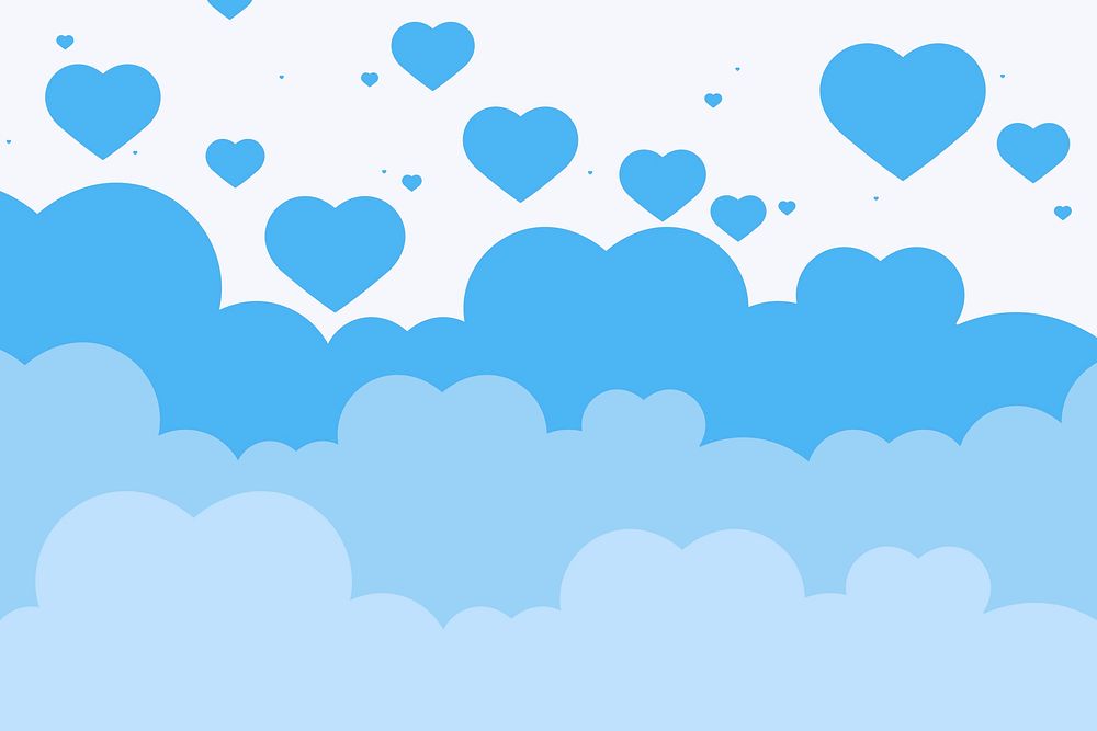Vector blue cloud heart background