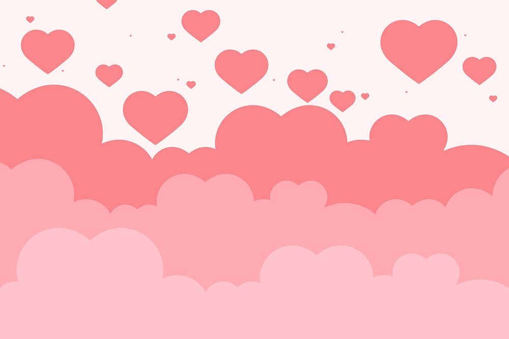 Vector heart pink background cloud pattern