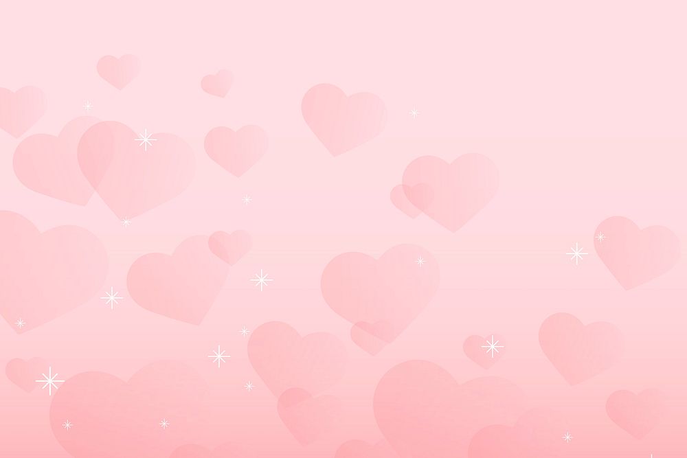 Abstract sparkle heart pattern vector pink background