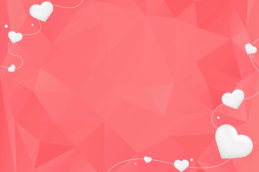 Vector heart string border pink prism pattern background