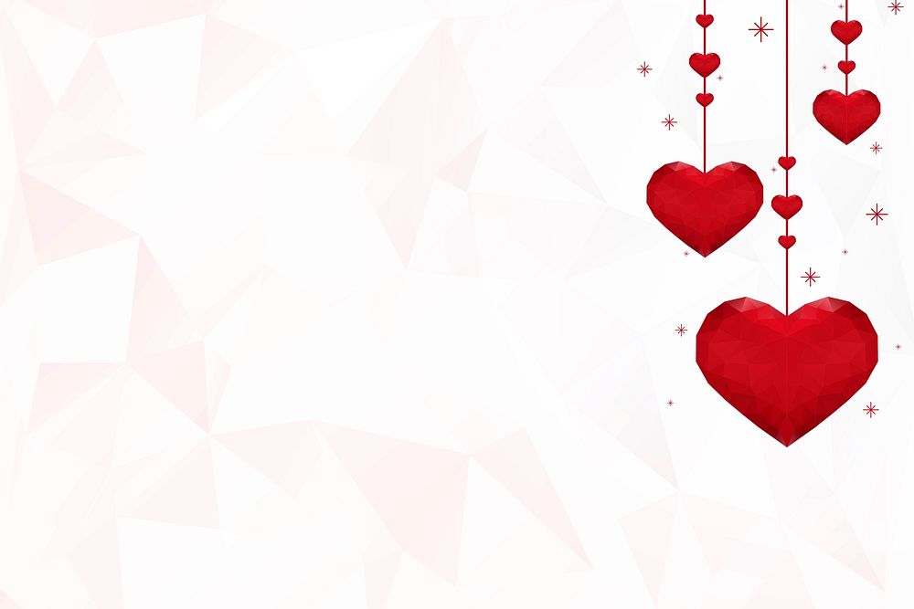 Background with red hanging hearts