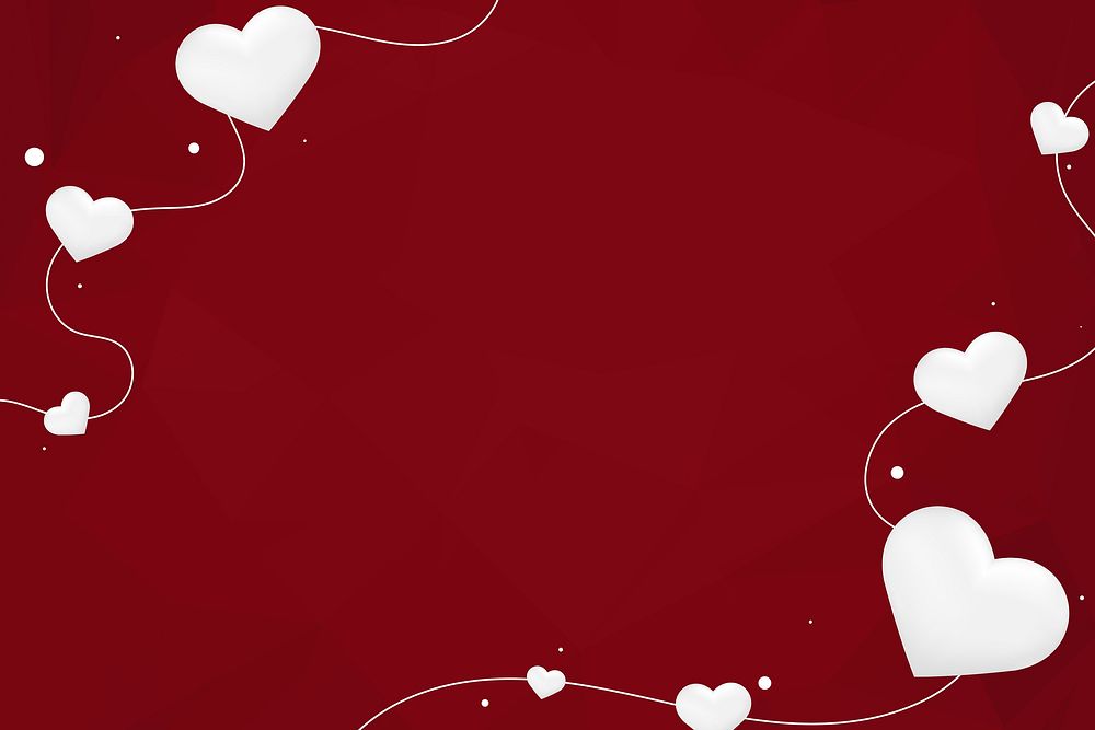 Abstract white heart crimson background design space