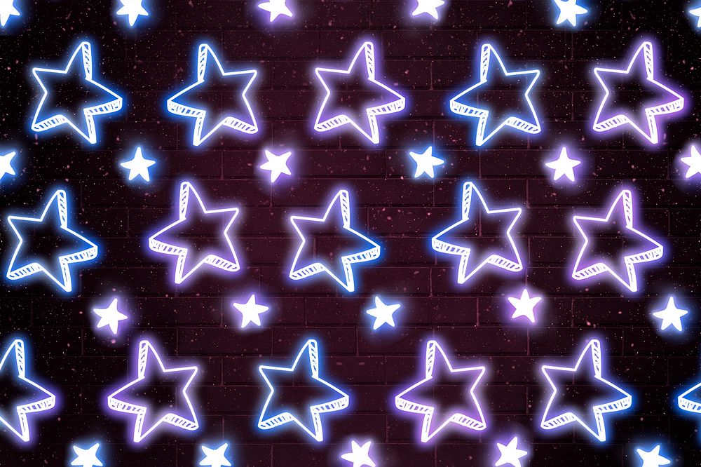 Neon doodle star pattern background