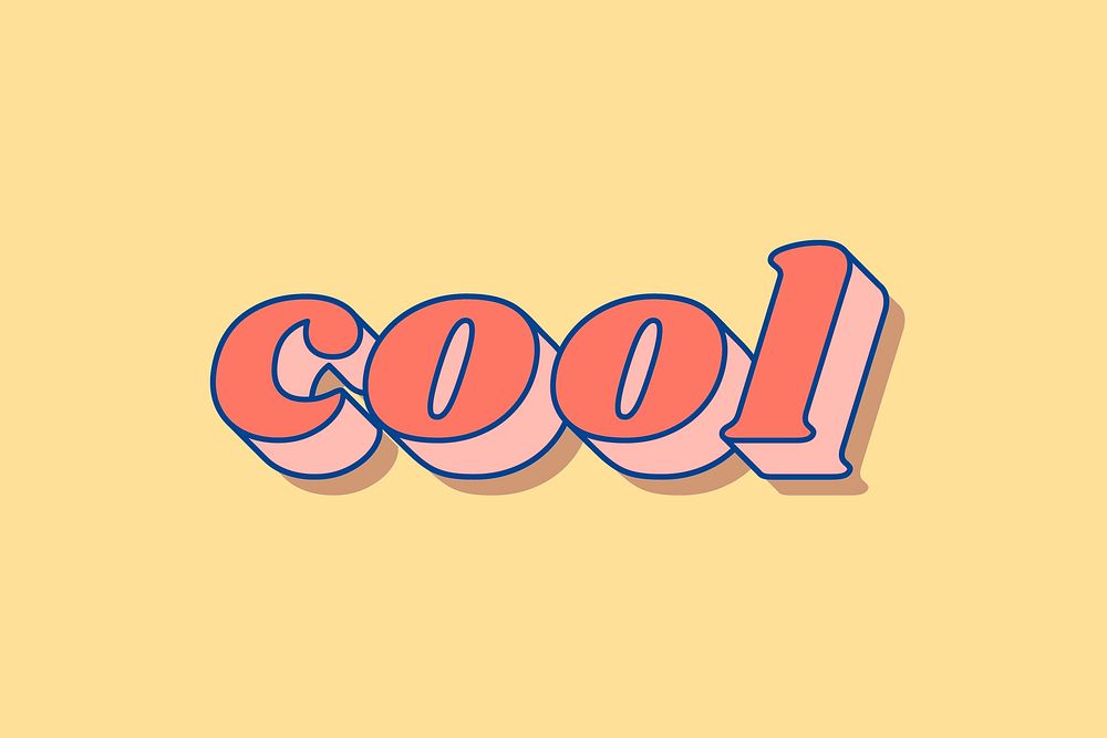 Cool word retro 3D effect pastel typography