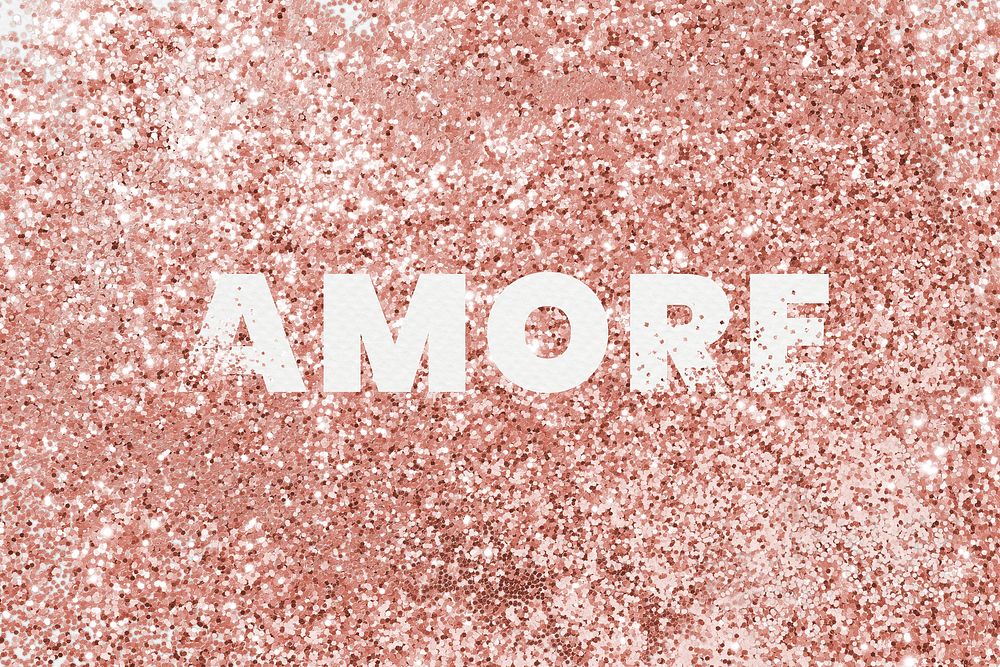 Amore typography on a copper glitter background