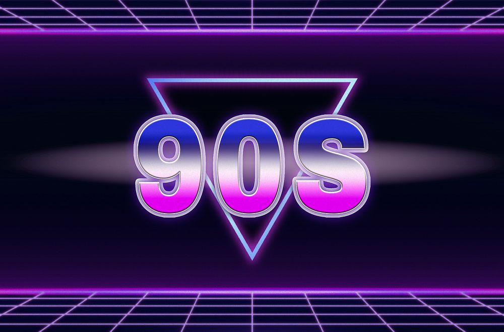 90s retro style word on futuristic background