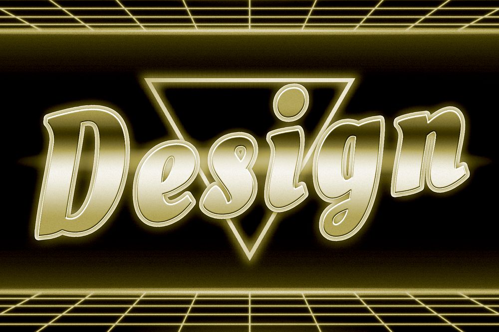 80s gold design word neon typography