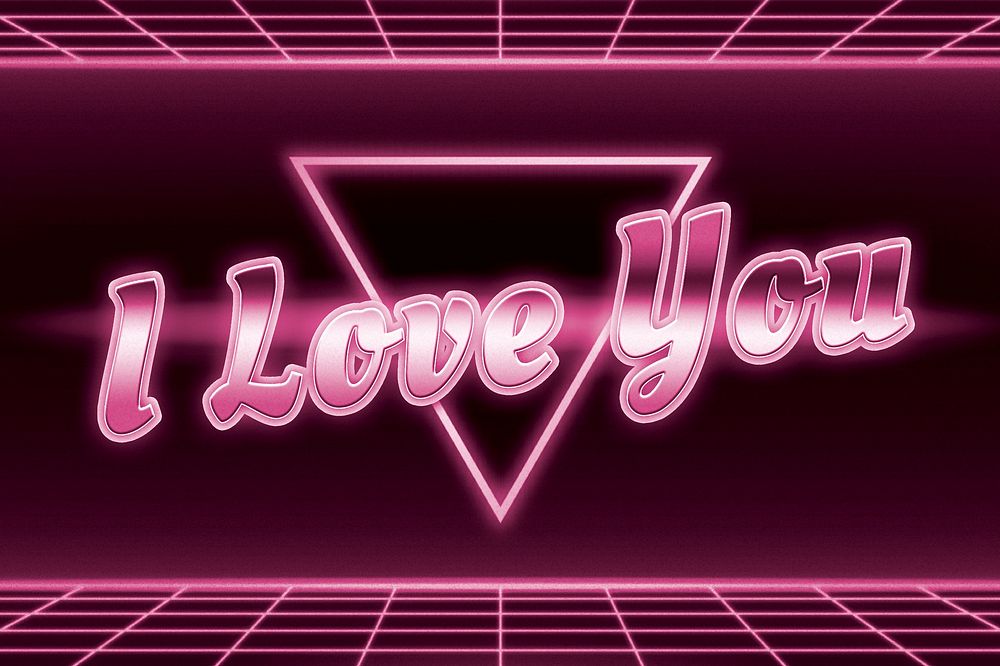 I love you typography neon grid 