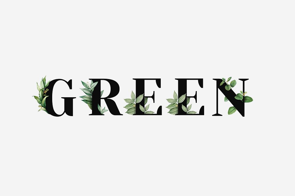 Botanical GREEN vector word black typography
