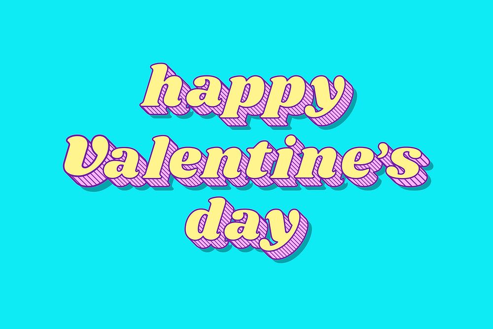 Funky 3D happy valentine's day typography illustration vector