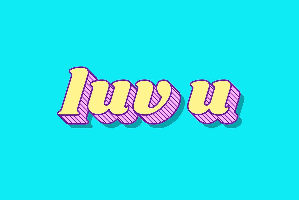 Funky bold style luv u typography vector illustration