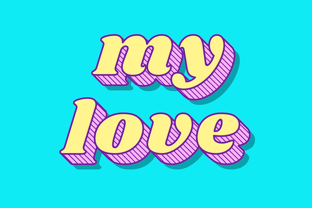 My love retro bold love theme font style illustration