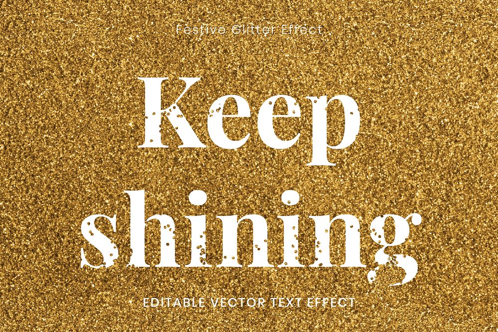 Glitter keep shining editable text effect template vector