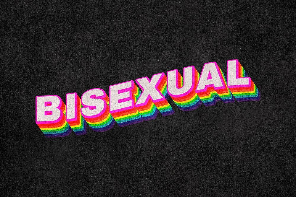 BISEXUAL rainbow word typography on black background