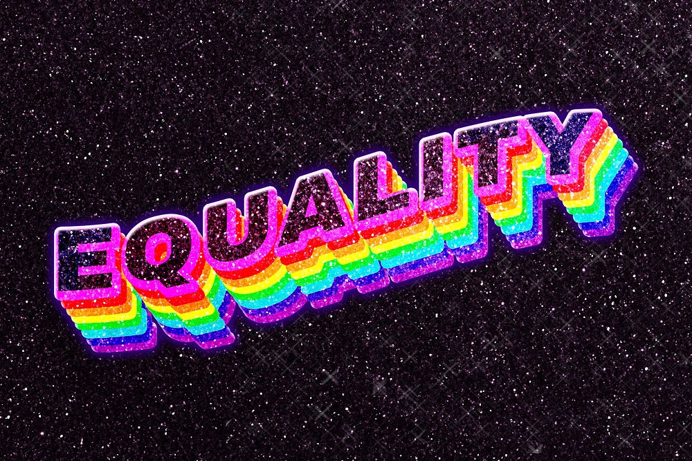 Equality rainbow glitch 3d typography 