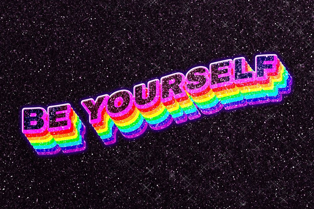 Be yourself rainbow 3d typography font