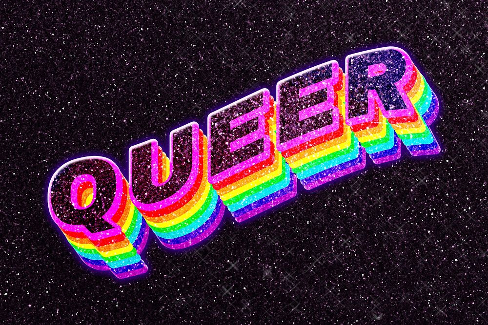 Queer 3d typography rainbow shadow