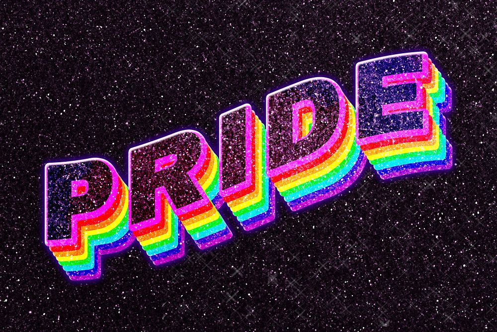 Pride word rainbow 3d typography 