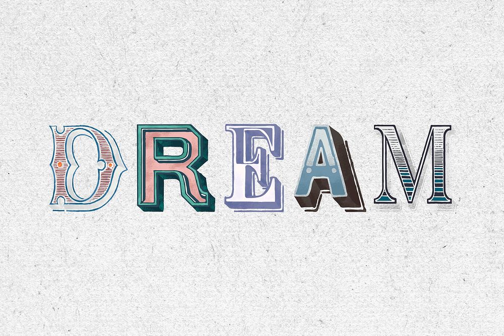 Shadowed word dream vintage typography