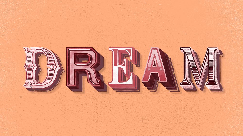 Shadowed word dream vintage typography