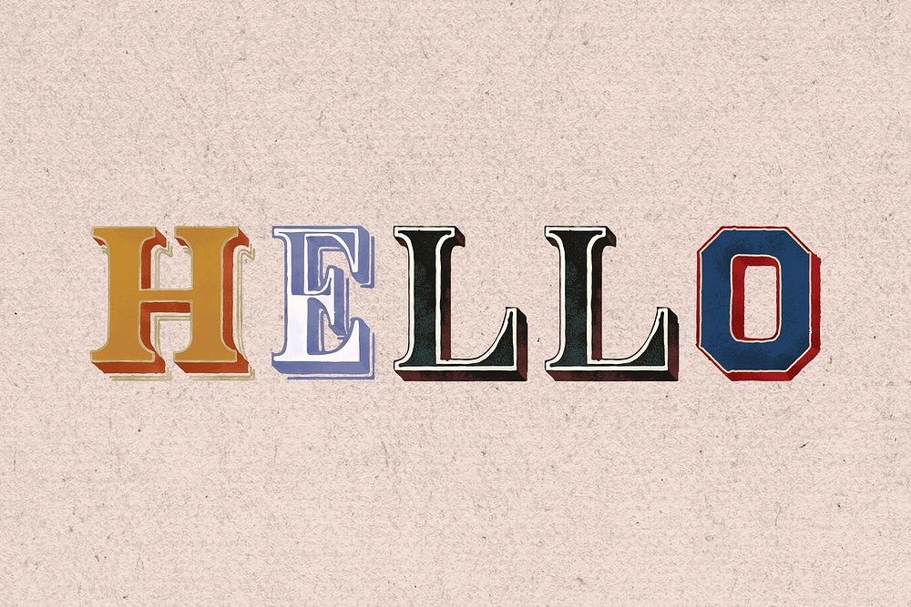 Hello word 3d vintage typography
