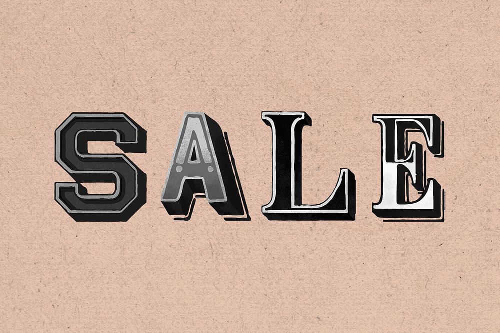 Sale word vintage 3d typography