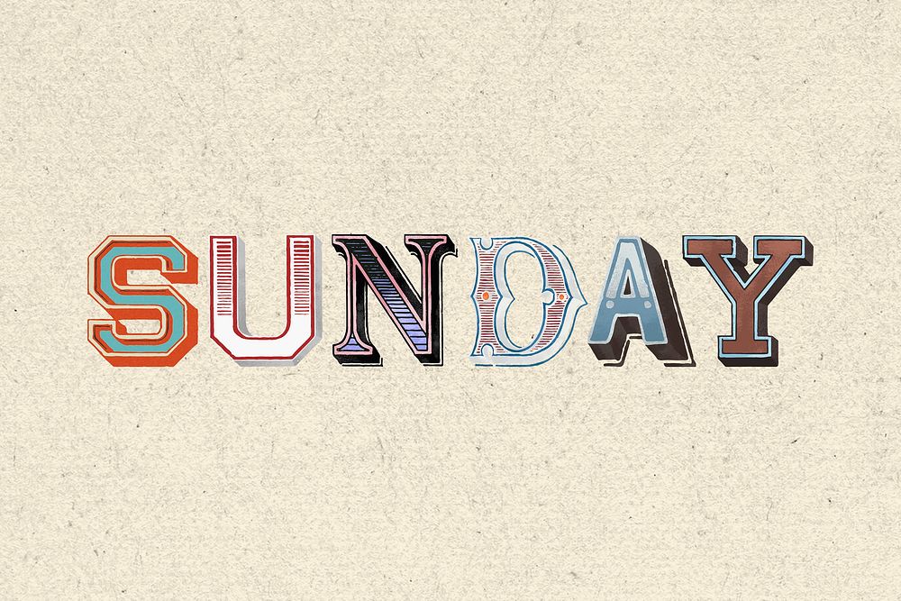 3D retro word design sunday