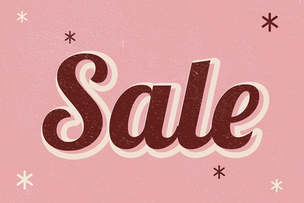 Sale retro word typography on a pink background