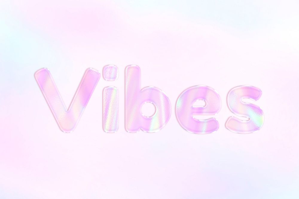 Pastel pink vibes text holographic effect feminine