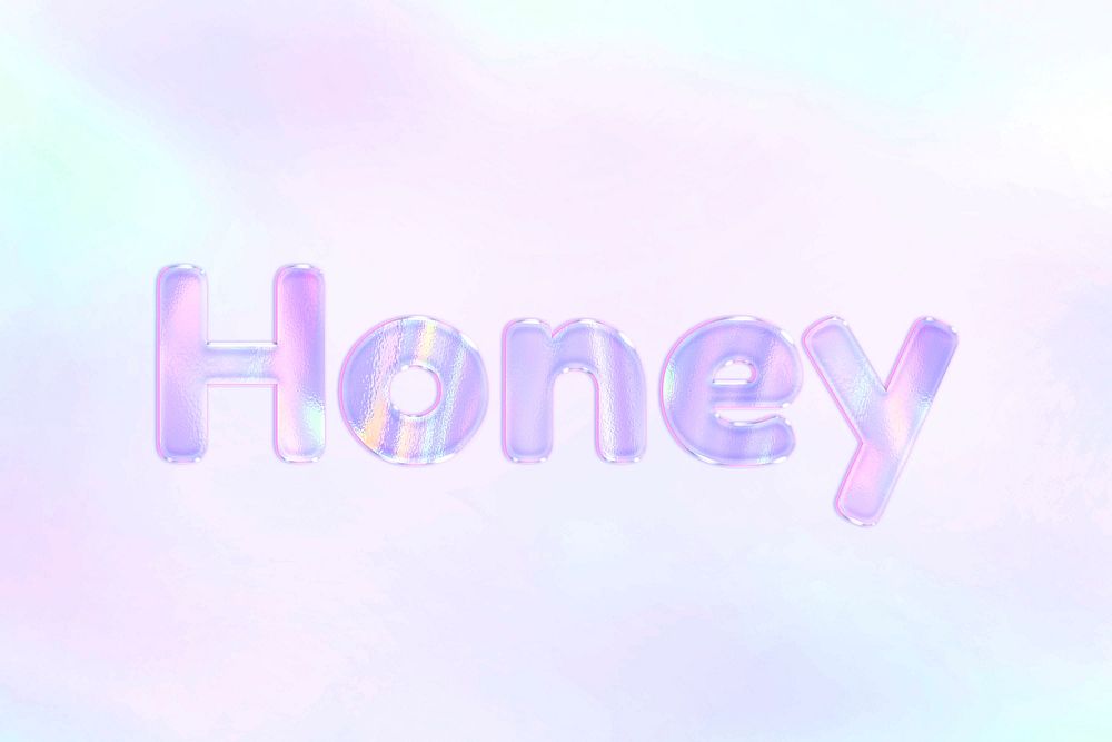 Honey word art purple holographic effect pastel gradient