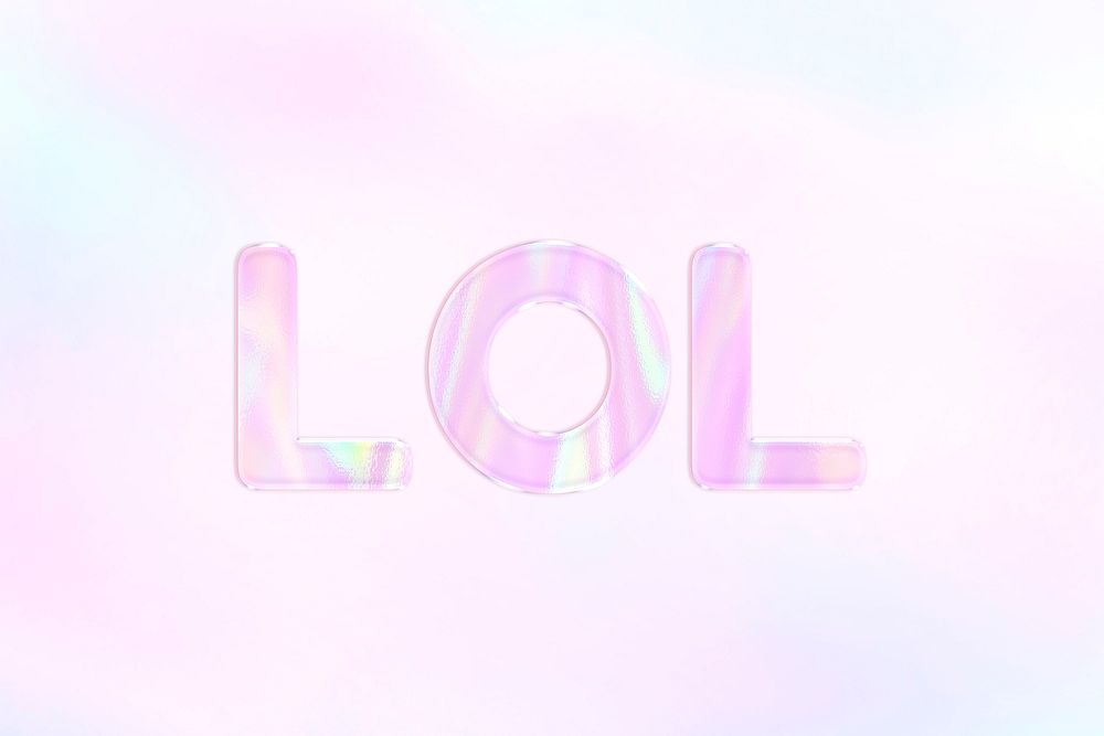 LOL pastel gradient pink shiny holographic lettering