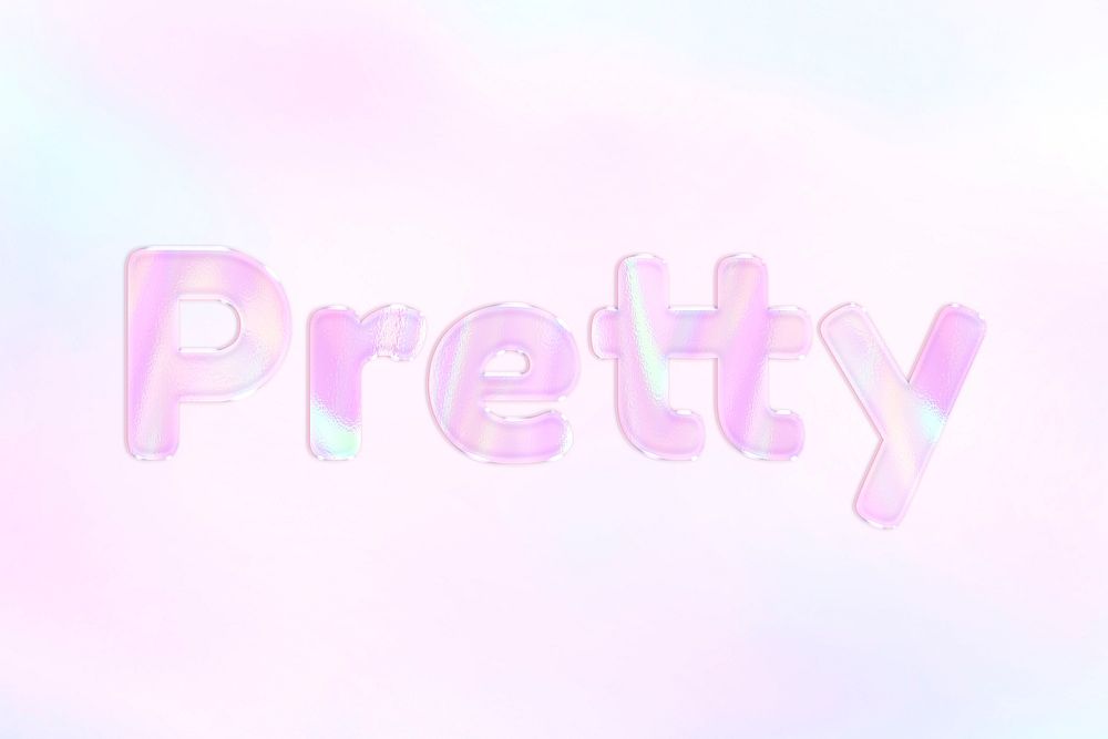 Pretty word holographic effect pastel gradient typography