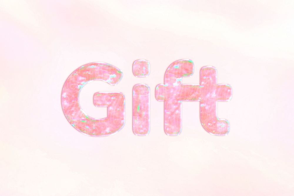 Gift word holographic effect pastel typography