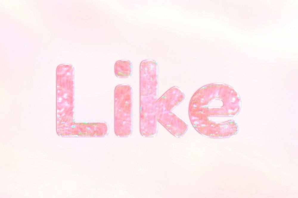 Like word holographic effect pastel typography