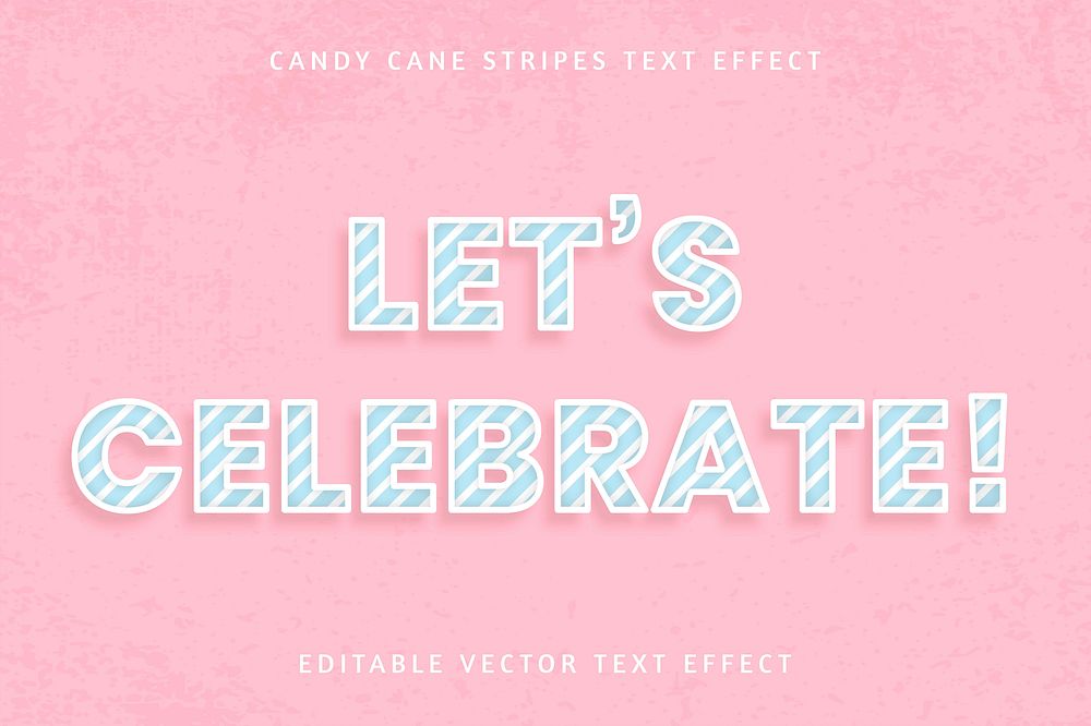 Festive birthday candy cane editable text effect vector