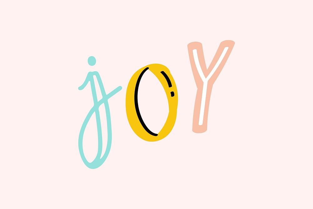 Joy doodle word colorful vector clipart