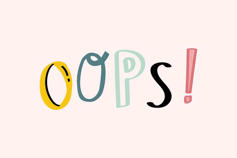 Oops! doodle hand drawn vector typography