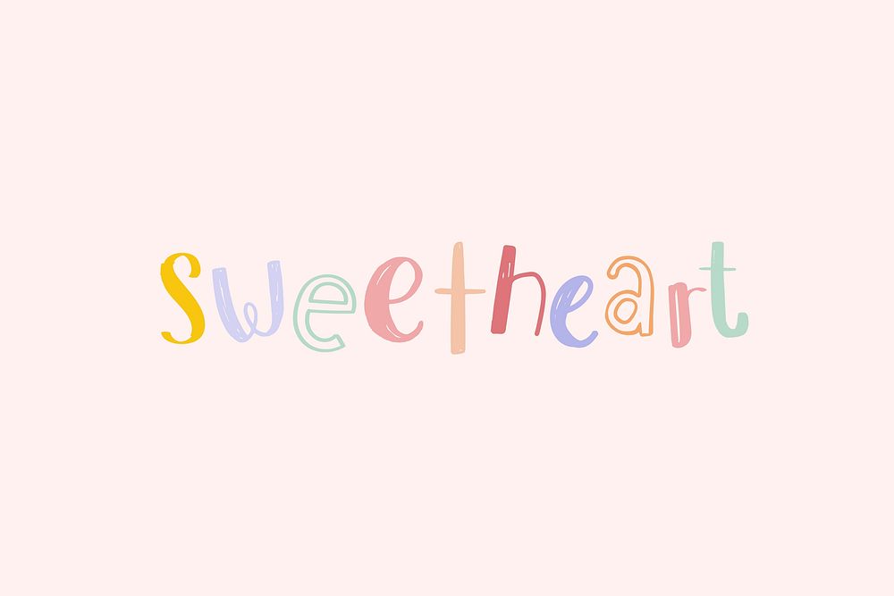 Word art sweetheart doodle lettering colorful