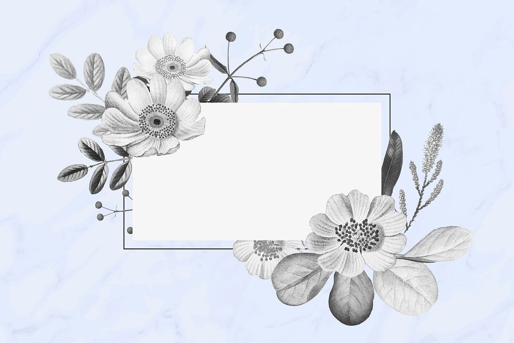 Floral frame vector hand drawn vintage illustration