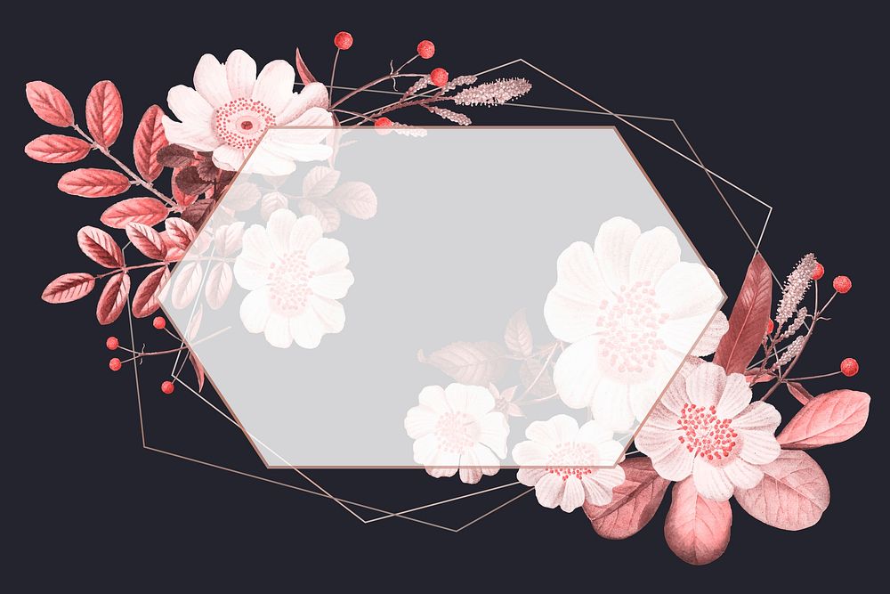 Blank frame vector on summer floral pattern