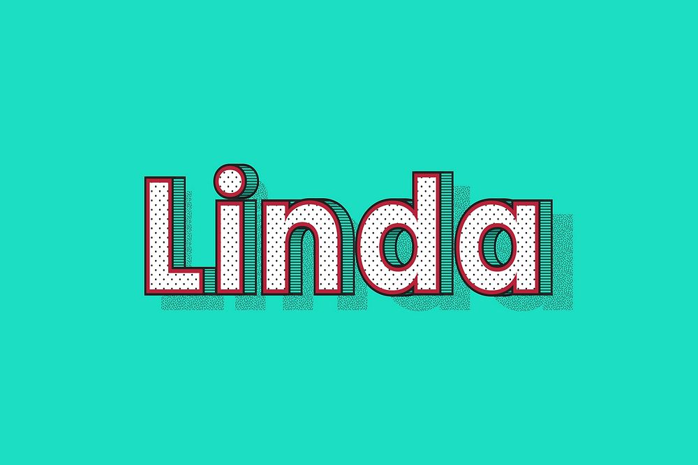 Linda name lettering font shadow retro typography